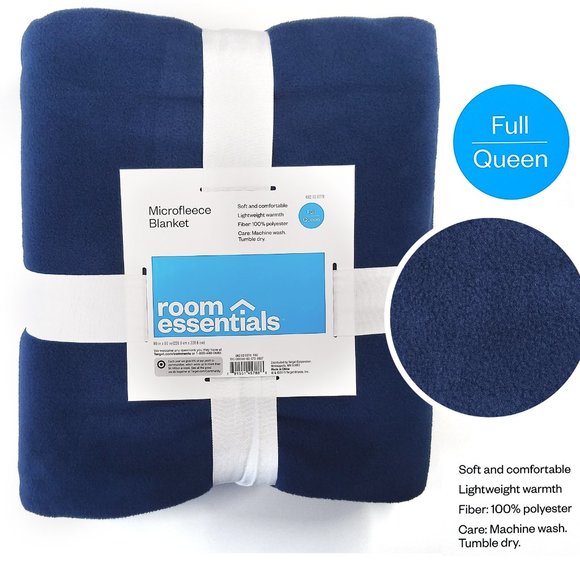 Room Essentials Other - New Room Essentials Navy Blue Soft Microfleece BLANKET Cozy Full Queen 90"x90"
